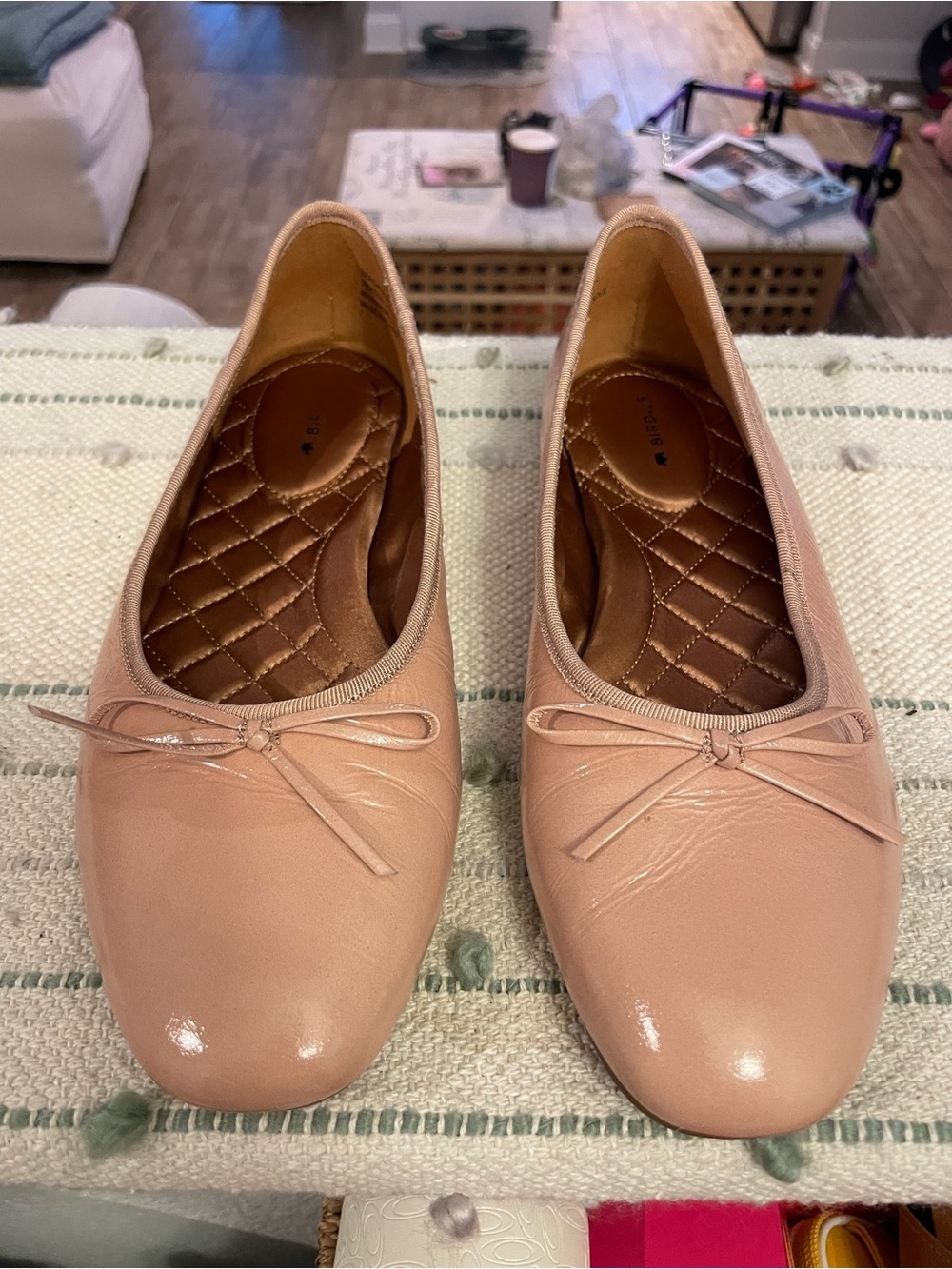 Birdies Blush Patent Leather Hummingbird Ballet Flats